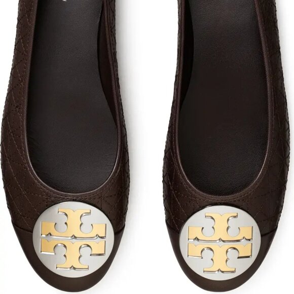 new TORY BURCH Leather Claire Quilted Ballet Flats Coco for women 1563mn - Picture 3 of 10